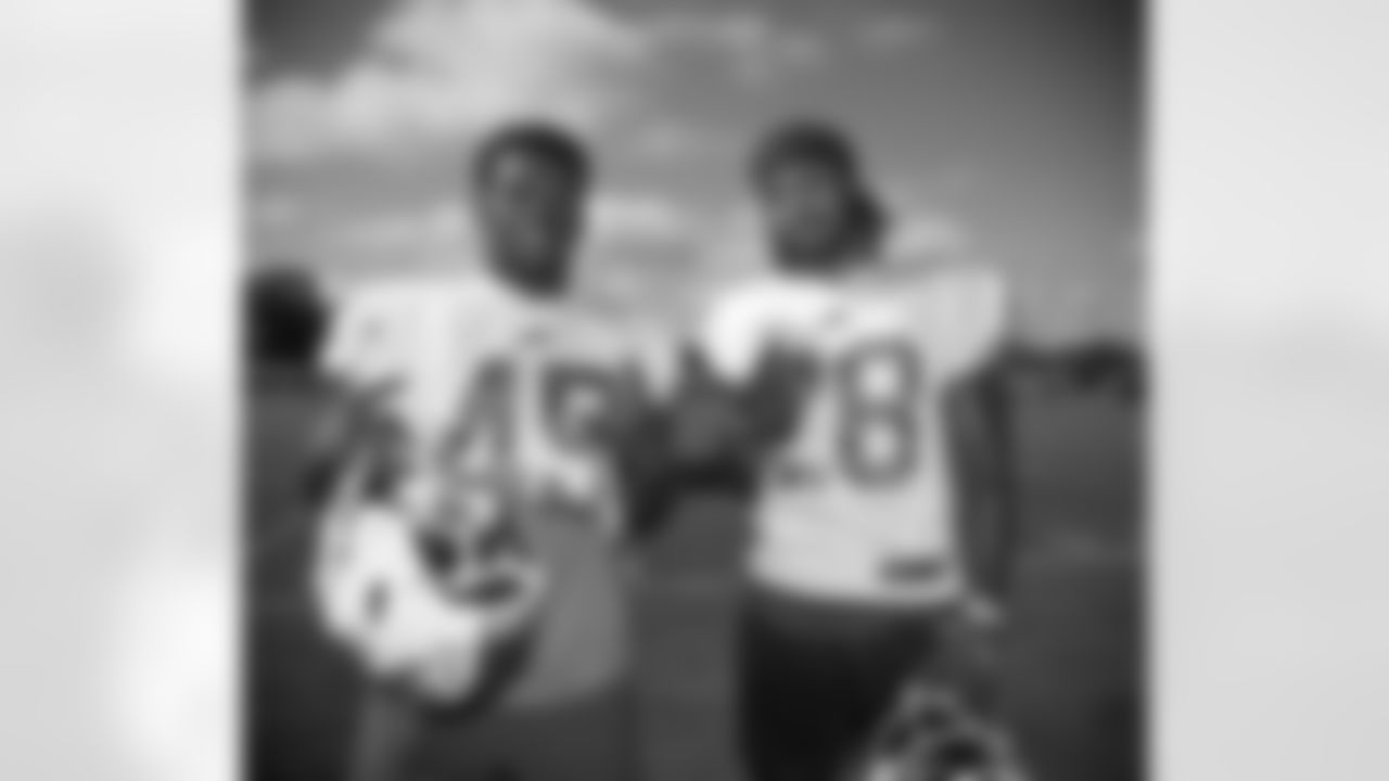 Christian Wade (45), Antonio Williams (28). Buffalo Bills Training Camp. August 2, 2021. Photo by Bill Wippert