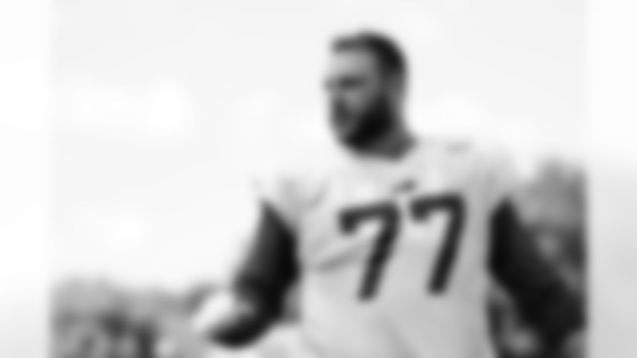 David Quessenberry (77). Day 15 of Buffalo Bills Training Camp at St. John Fisher, August 11, 2022. Photo by Ben Green