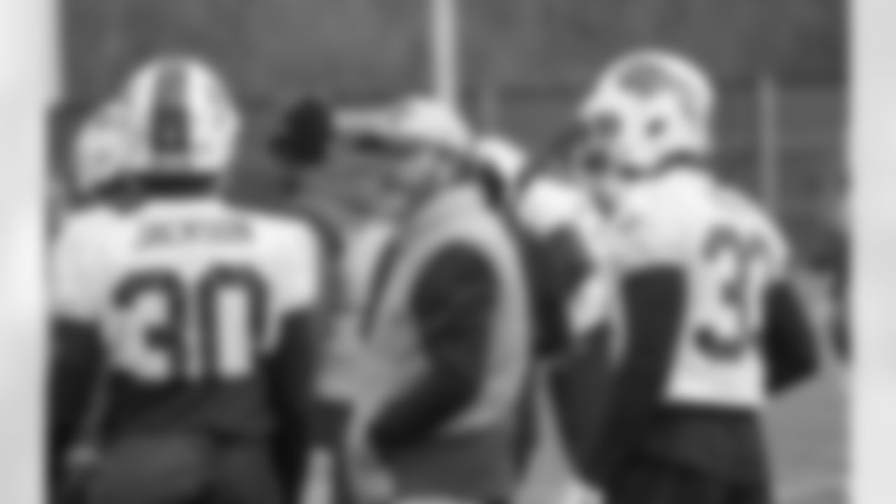 Dane Jackson (30), John Butler, Siran Neal (33). Buffalo Bills Week 13 practice, December 3, 2021. Photo by Bill Wippert