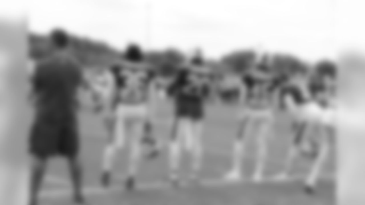 Safety Jonathan Meeks (36), S Corey Graham (20) and cornerback Kevon Seymour (45) stand on the sidelines and look onto the action.