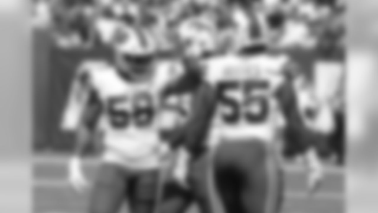 Buffalo Bills defensive end Jerry Hughes (55) and outside linebacker Matt Milano (58) Buffalo Bills at New York Jets, September 8, 2019 at MetLife Stadium.
Photo by Bill Wippert