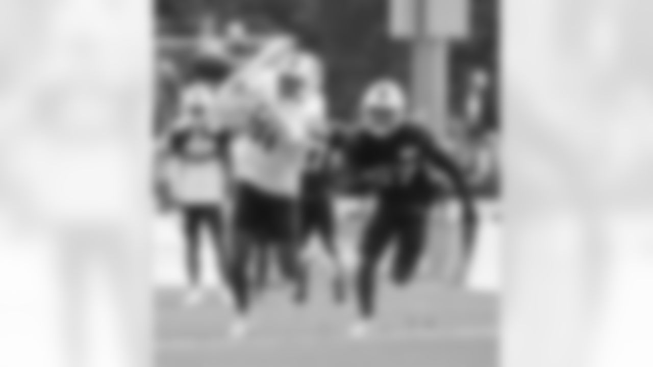 KeeSean Johnson (81), Christian Benford (47). Buffalo Bills Training Camp at St. John Fisher University, August 3, 2023.