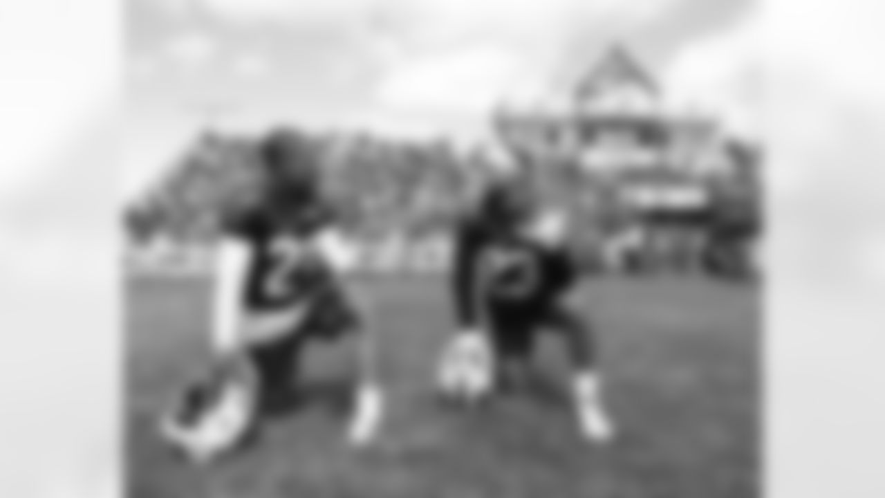 Jordan Poyer (21), Micah Hyde (23). Day Two of Buffalo Bills Training Camp at St. John Fisher, July 25, 2022. Photo by Bill Wippert
