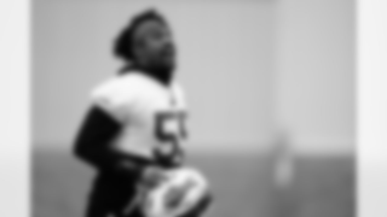 Jerry Hughes (55). Buffalo Bills Week 15 practice, December 16, 2021. Photo by James Acton