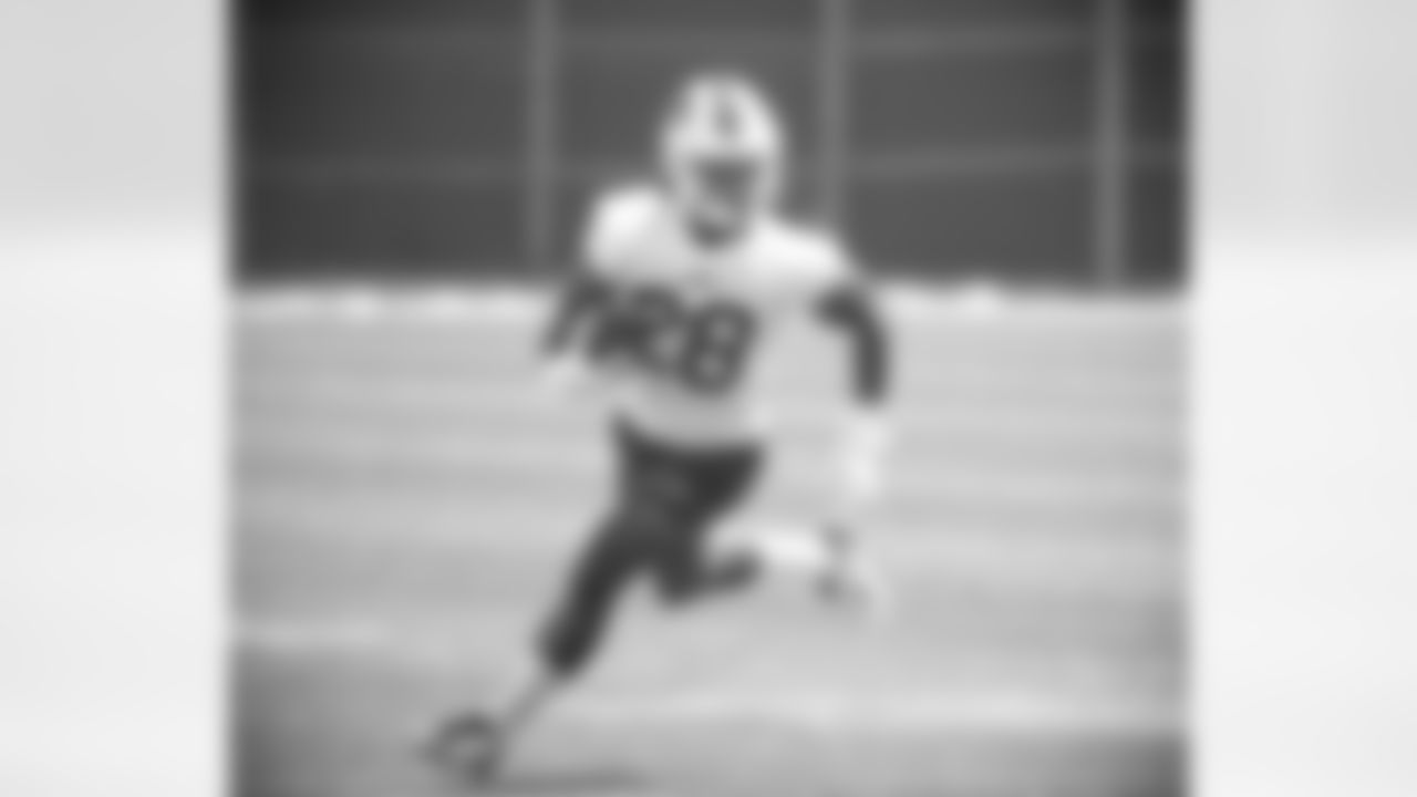 James Cook (28). Buffalo Bills Minicamp, June 14, 2022. Photo by Bill Wippert