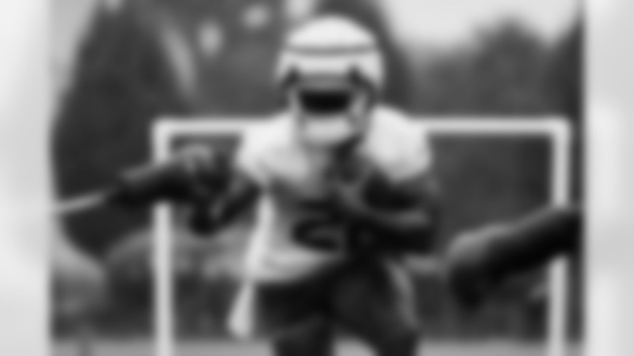 Damien Harris (22). Buffalo Bills Training Camp at St. John Fisher University, July 27, 2023.