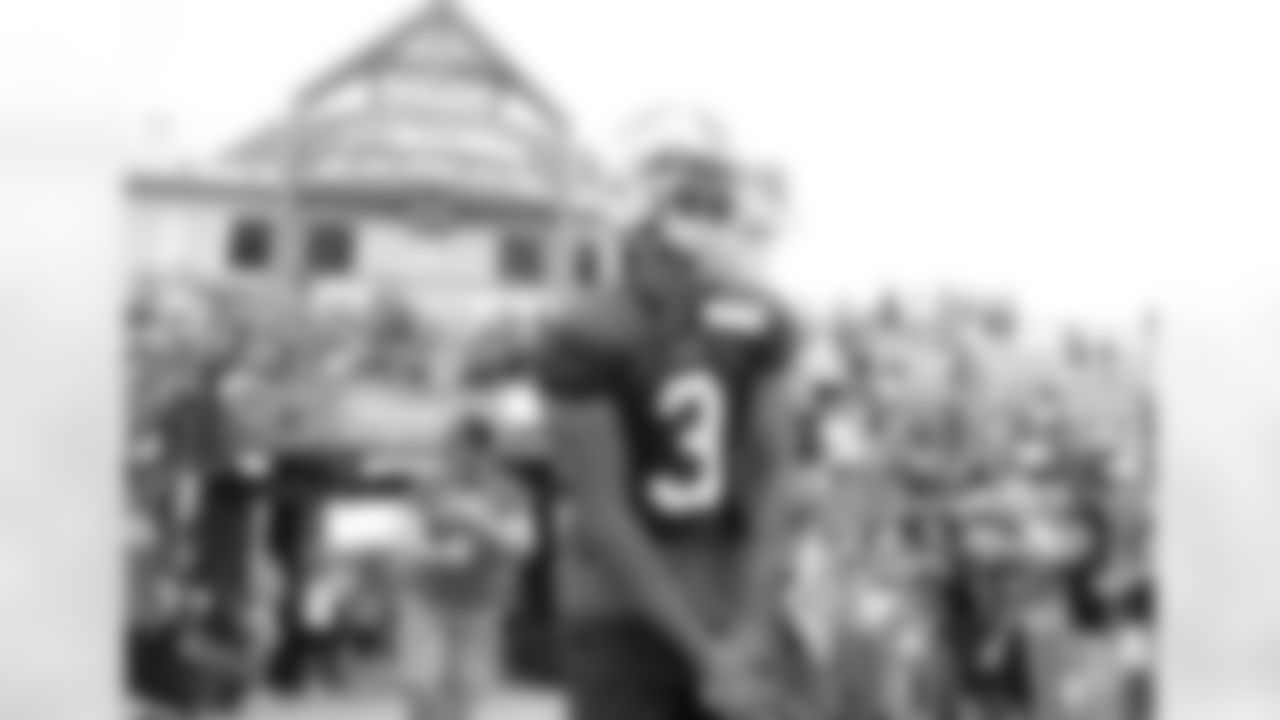 Damar Hamlin (3) heads to the field as the Buffalo Bills open Training Camp at St. John Fisher University, July 26, 2023.