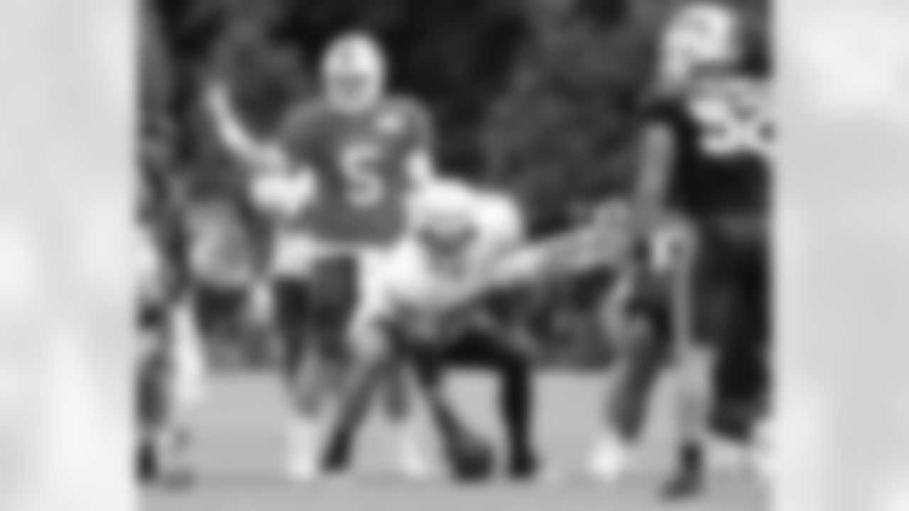 Matt Barkley (5), Ryan Bates (71). Buffalo Bills Training Camp at St. John Fisher University, August 1, 2023.