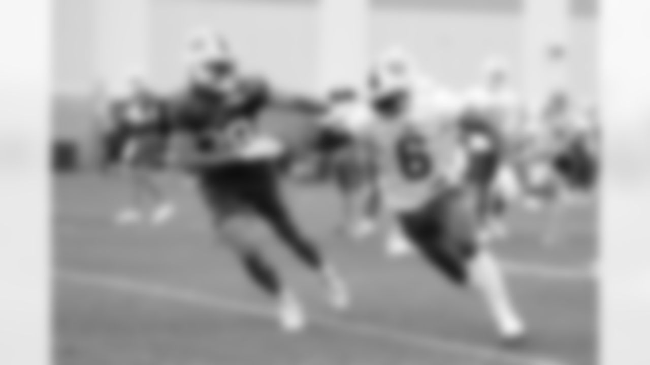 Isaiah McKenzie (6) and Nick McCloud (38). Buffalo Bills Training Camp at One Bills Drive, August 22, 2022. Photo by Ben Green