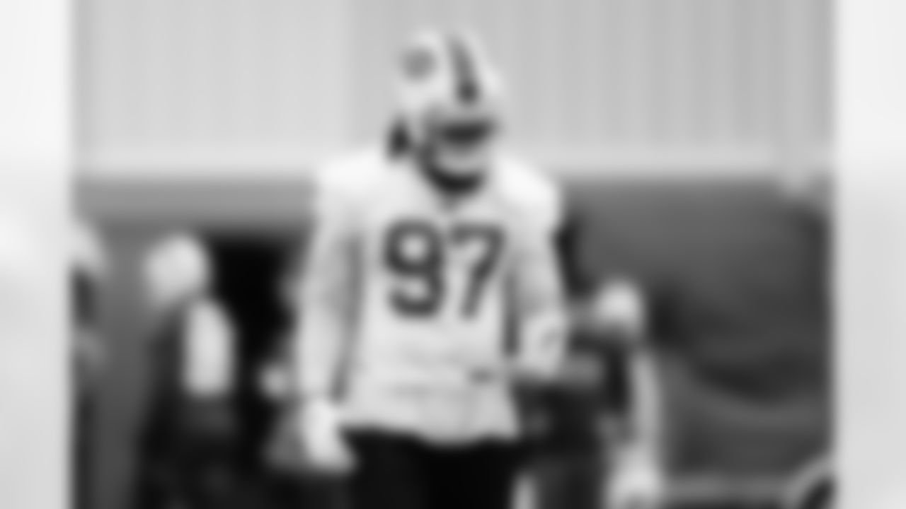 Mario Addison (97). Buffalo Bills Week 15 practice, December 16, 2021. Photo by James Acton
