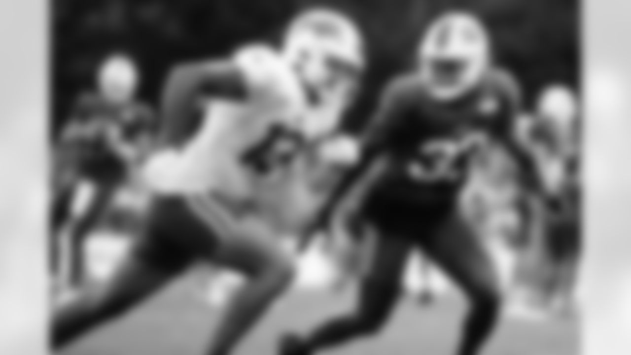 Gabe Davis (13) and Siran Neal (33). Day 10 of Buffalo Bills Training Camp at St. John Fisher, August 8, 2022. Photo by Ben Green