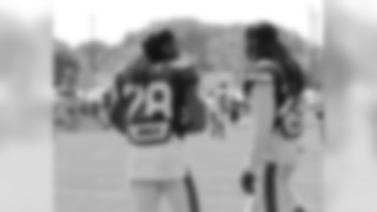 Cornerbacks Ronald Darby (28) and Stephon Gilmore (24) together on the field.