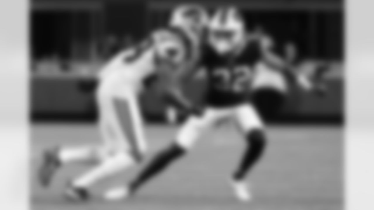 Jordan Miller (32). Buffalo Bills vs Carolina Panthers, Preseason Week 3, August 26, 2022 at Bank of America Stadium. Photo by Bill Wippert