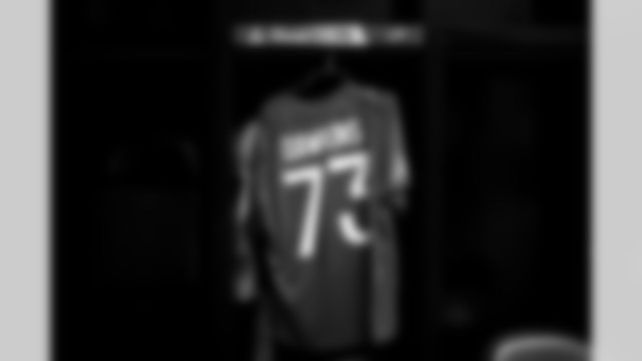 Buffalo Bills offensive tackle Dion Dawkins (73) jersey is seen in the AFC locker room prior to the 2023 Pro Bowl Games on Sunday, February 5, 2023 in Las Vegas, Nevada. (Mikey Owens/NFL)