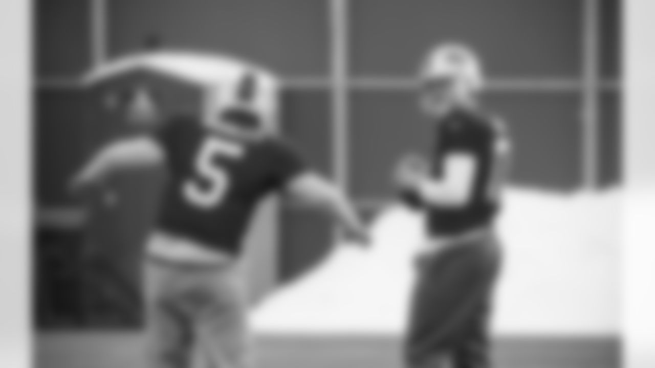 Matt Barkley (5) and Josh Allen (17). Buffalo Bills Week 16 practice, Wednesday December 23, 2020.
Photo by Bill Wippert