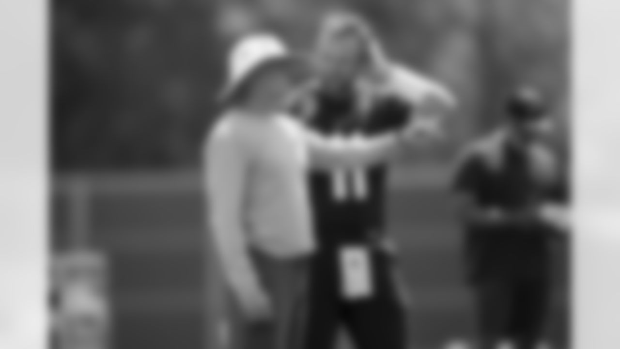 Matt Barkley (11) and Sean McDermott. Week Two of Buffalo Bills OTA's, May 31, 2022. Photo by Ben Green