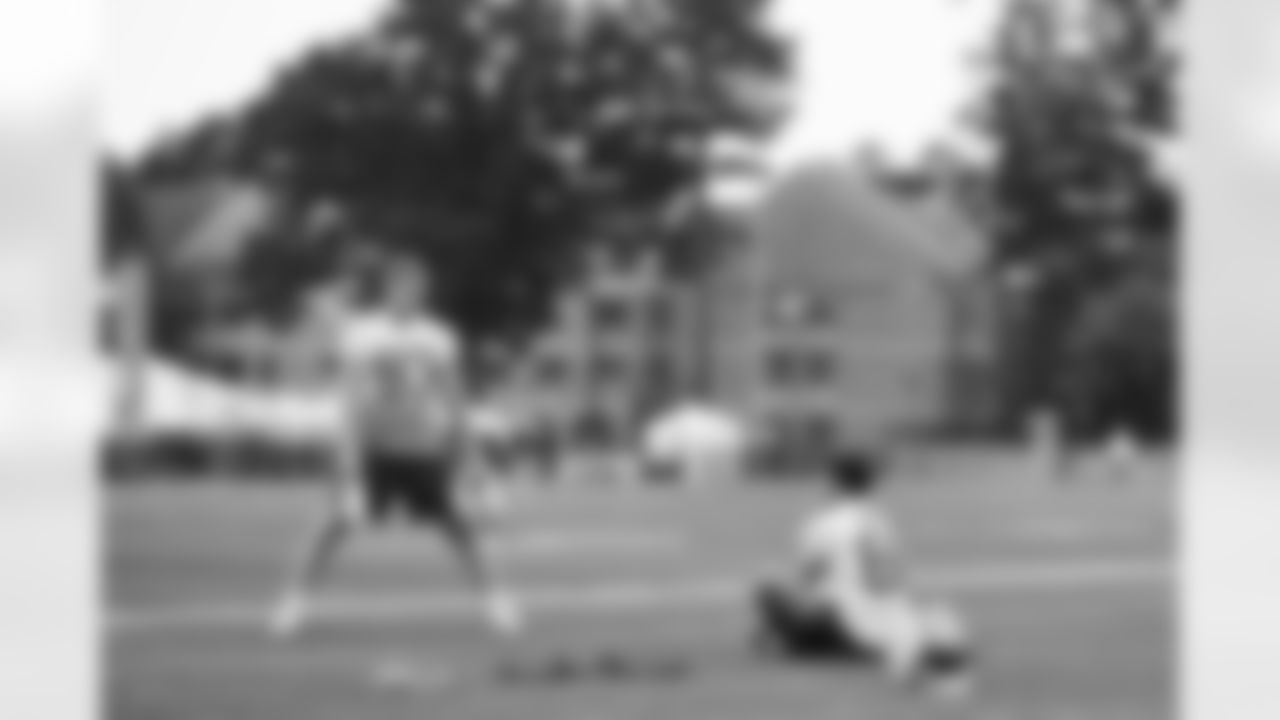 Jace Sternberger (83), Dalton Kincaid (86). Buffalo Bills open Training Camp at St. John Fisher University, July 26, 2023.