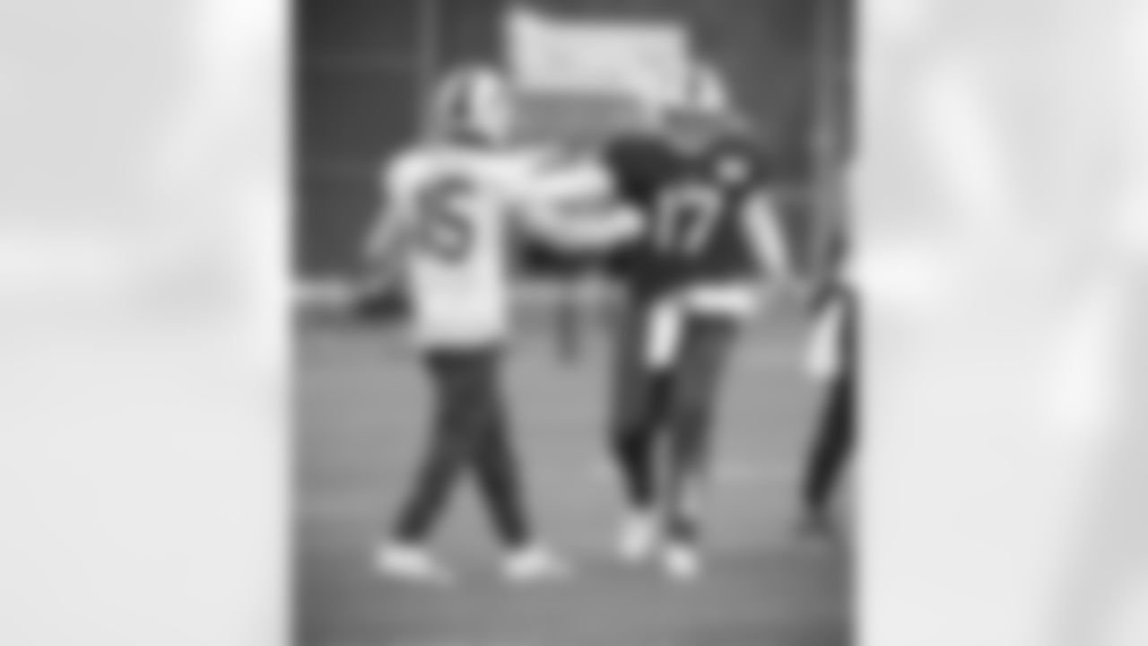 John Brown (15) and Josh Allen (17). Buffalo Bills Week 16 practice, Wednesday December 23, 2020.
Photo by Bill Wippert
