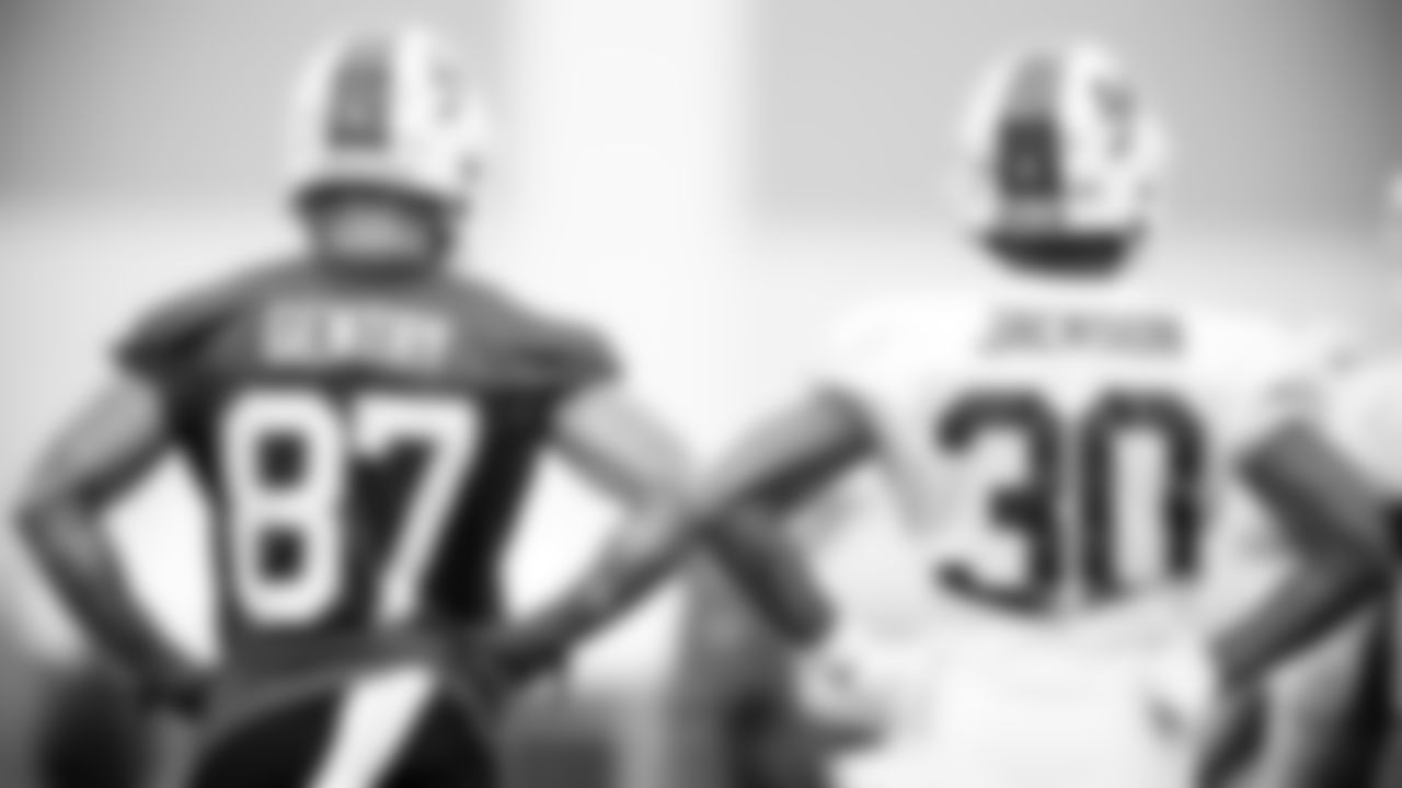 Tanner Gentry (87) and Dane Jackson (30). Buffalo Bills Week 3 practice, September 23, 2021. Photo by Ben Green
