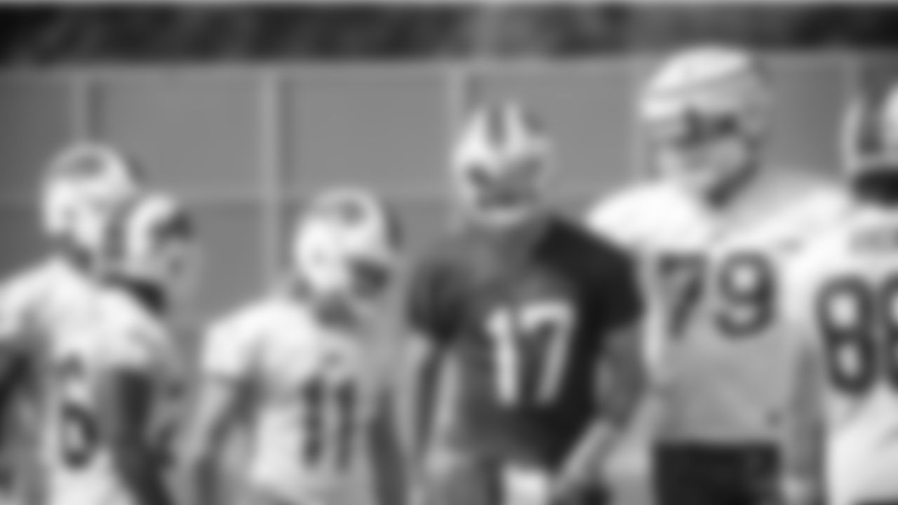 Cole Beasley (11), h17\, Spencer Brown (79). Buffalo Bills Training Camp. July 28, 2021. Photo by Bill Wippert