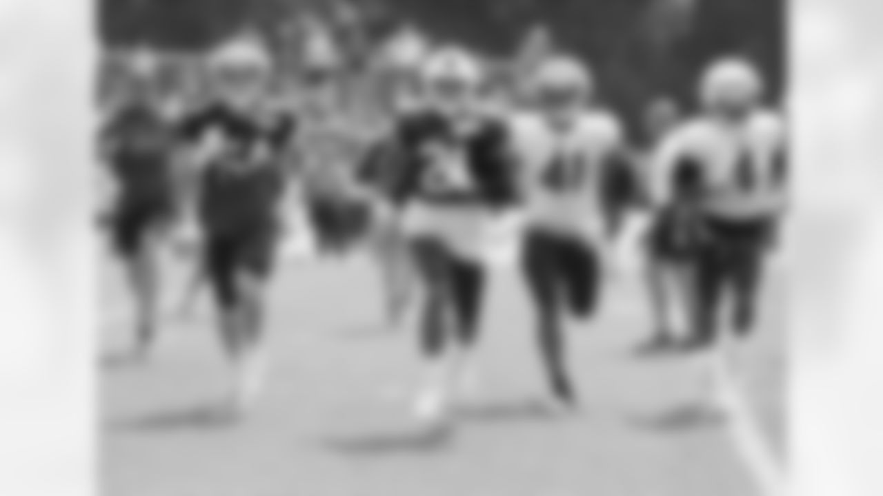 Baylon Spector (54), Jordan Poyer (21), Reggie Gilliam (41), James Cook (4). Buffalo Bills Training Camp at St. John Fisher University, August 3, 2023.