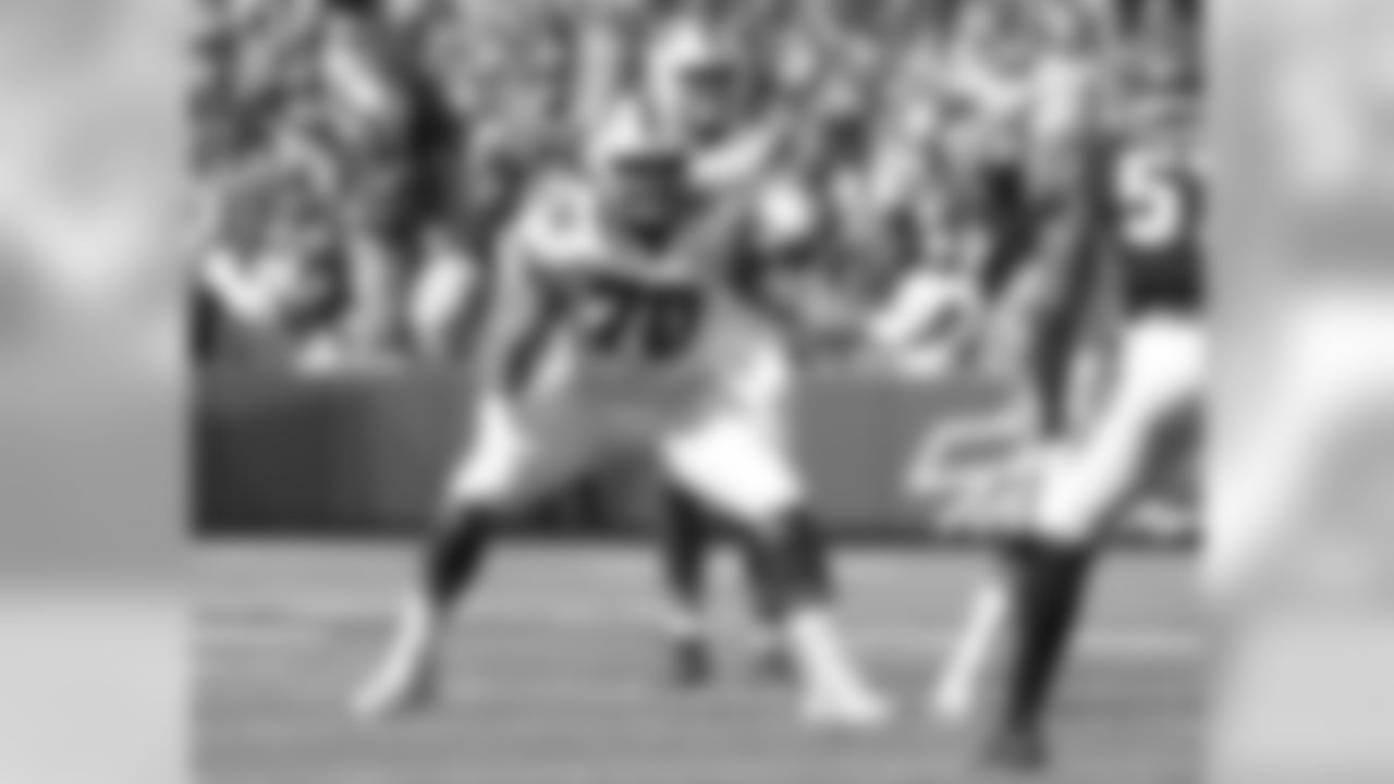 Tackle | Cody Ford was drafted in the second round by the Bills last year, and had a solid rookie season at right tackle. He will look to build off of his experiences from last year leading into 2020.
Buffalo Bills offensive tackle Cody Ford (70) Buffalo Bills vs Cincinnati Bengals, September 22, 2019 at New Era Field.
Photo by Bill Wippert
