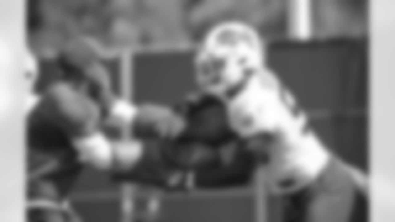 Eric Washington, Greg Rousseau (50). Buffalo Bills Week 2 practice, September 16, 2021. Photo by Bill Wippert