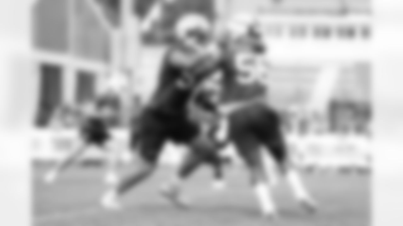 A.J. Epenesa (57) and Mike Love (56). Day Four of Buffalo Bills Training Camp at St. John Fisher July 27, 2022. Photo by Ben Green