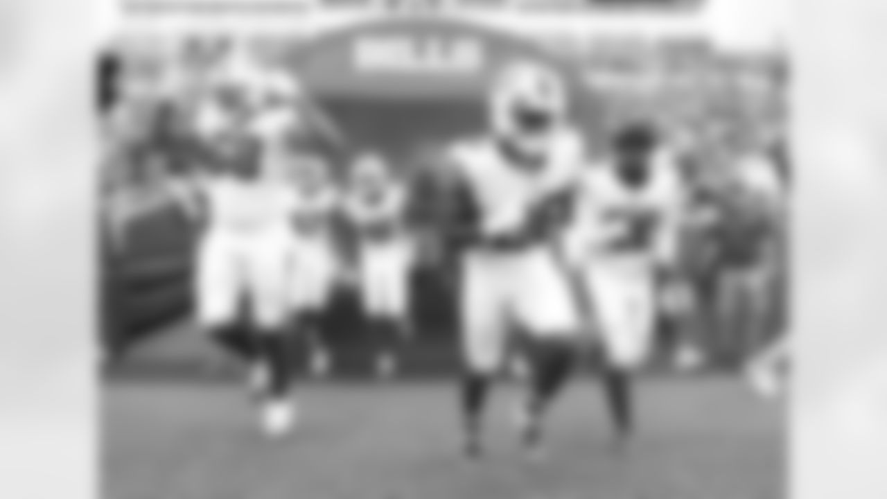 Bobby Hart (68), Devin Singletary (26) and Duke Johnson (22). Buffalo Bills vs Denver Broncos, Preseason Week 2, August 20, 2022 at Highmark Stadium. Photo by Bill Wippert