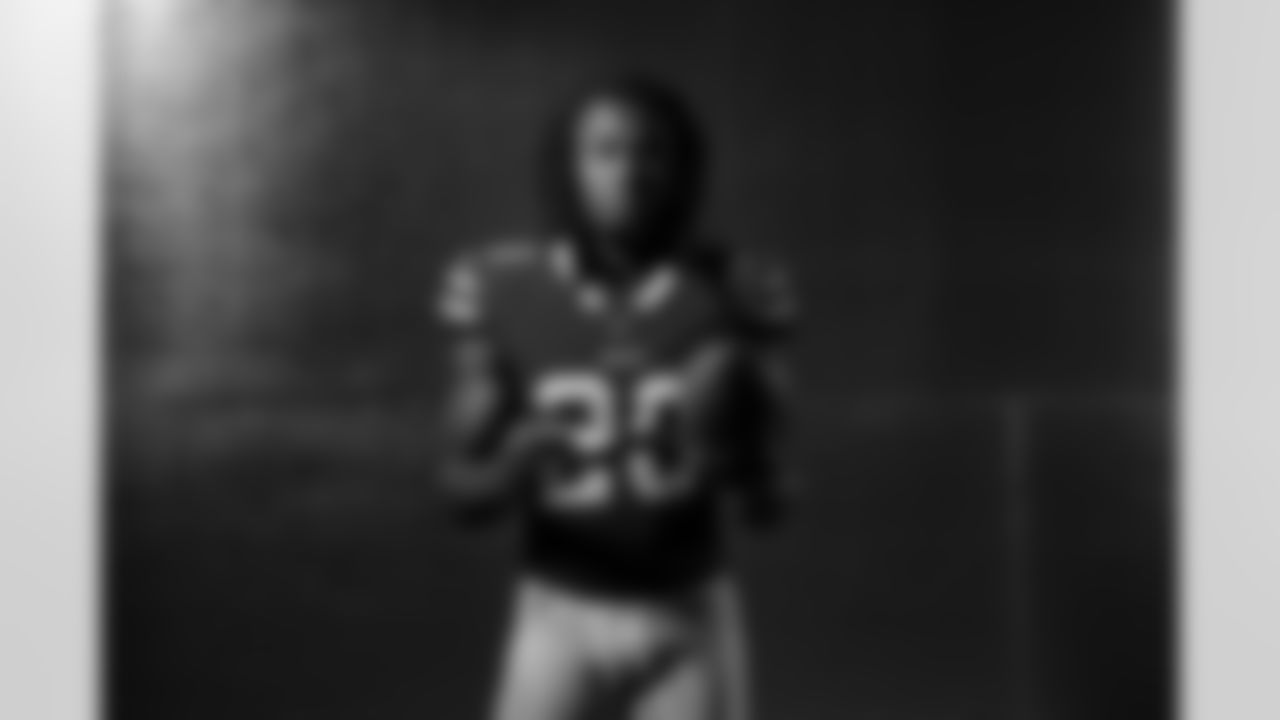 James Cook (28) at Buffalo Bills Media Day, May 12, 2022. Photo by Ben Green