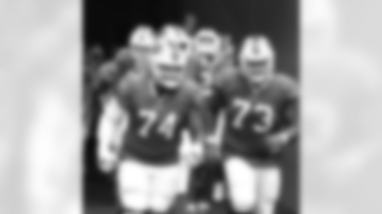 Cody Ford (74), Dion Dawkins (73). Buffalo Bills vs Miami Dolphins at Hard Rock Stadium, September 19, 2021. Photo by Bill Wippert