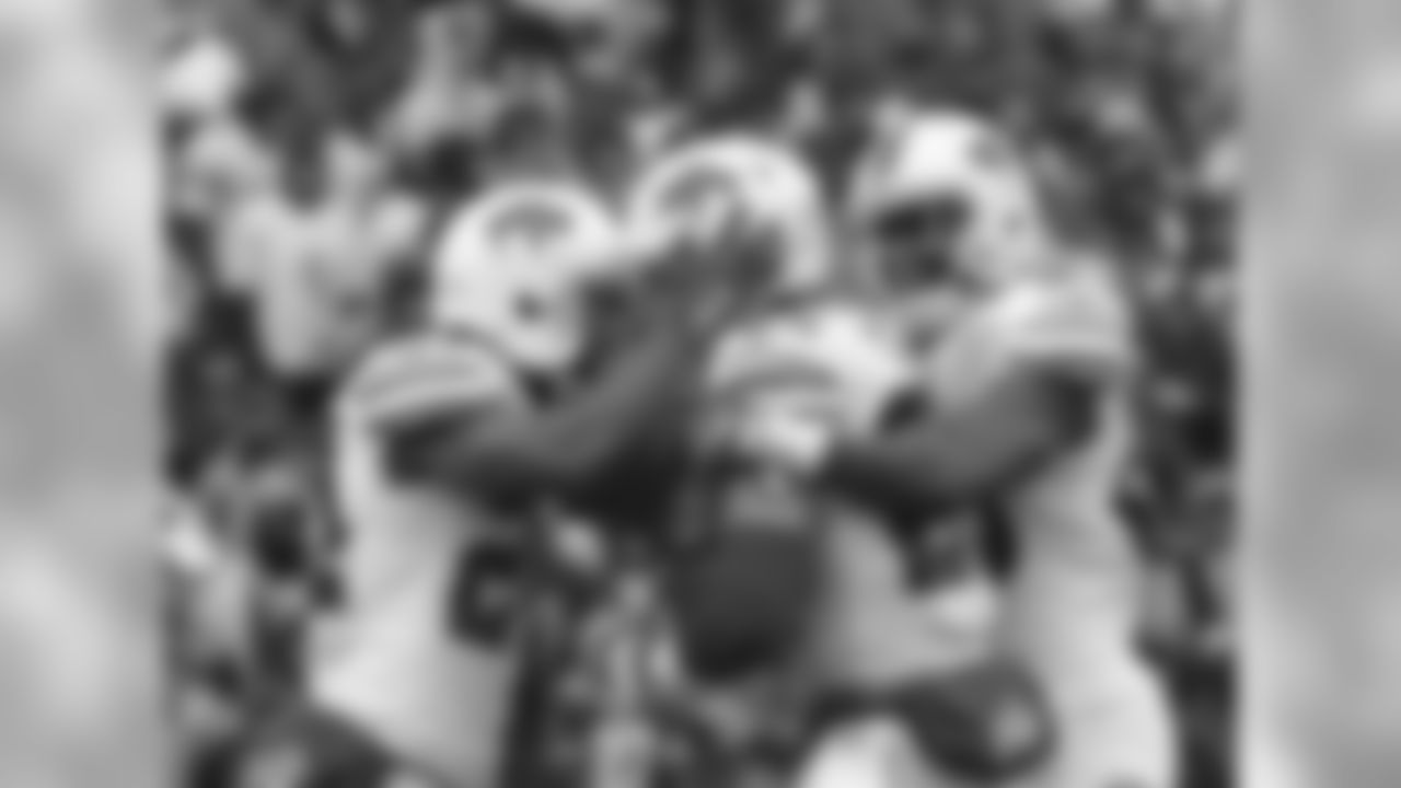 Safety Micah Hyde (No. 23) and teammates - Week 8 vs. the Oakland Raiders