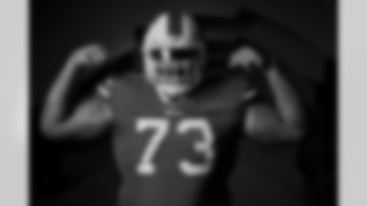 Dion Dawkins (73) at Buffalo Bills Media Day, June 12, 2023 in Orchard Park, NY.