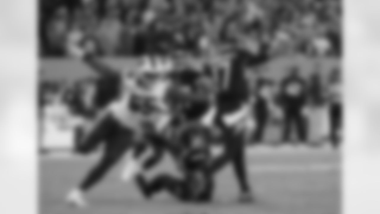 Jerry Hughes, DE – Hughes has played in 133 regular season games as a Buffalo Bill, that ties Aaron Schobel for 31st in team history. Photo by Bill Wippert