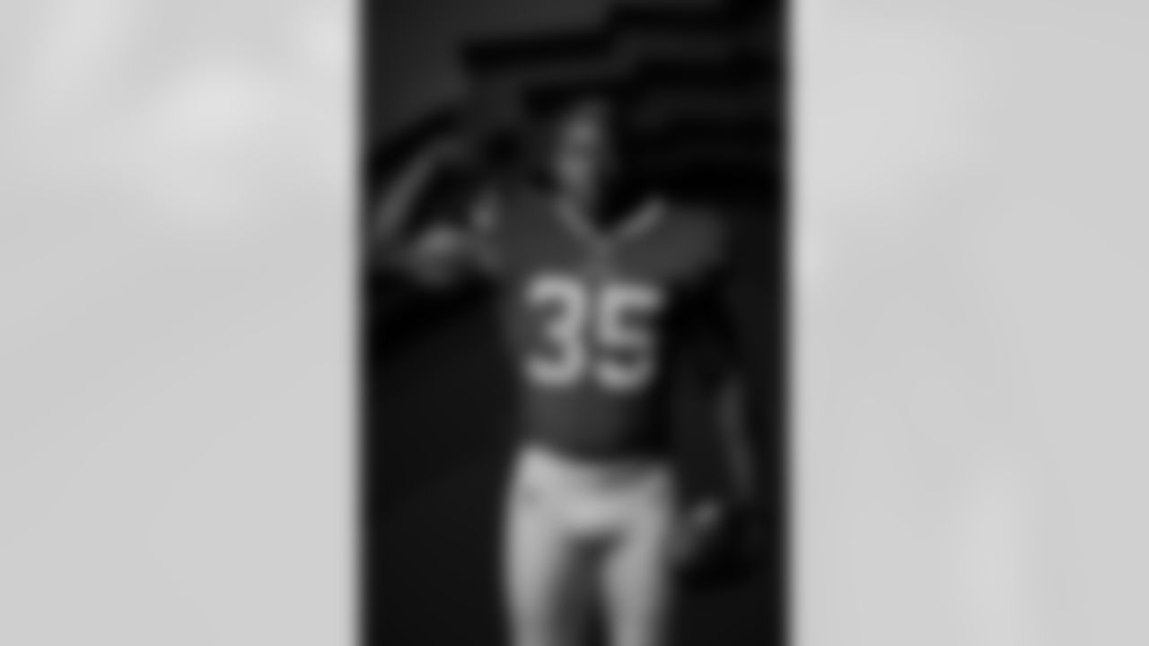 Jordan Mims (35) at Buffalo Bills Media Day at One Bills Drive, May 11, 2023 in Orchard Park, NY.
