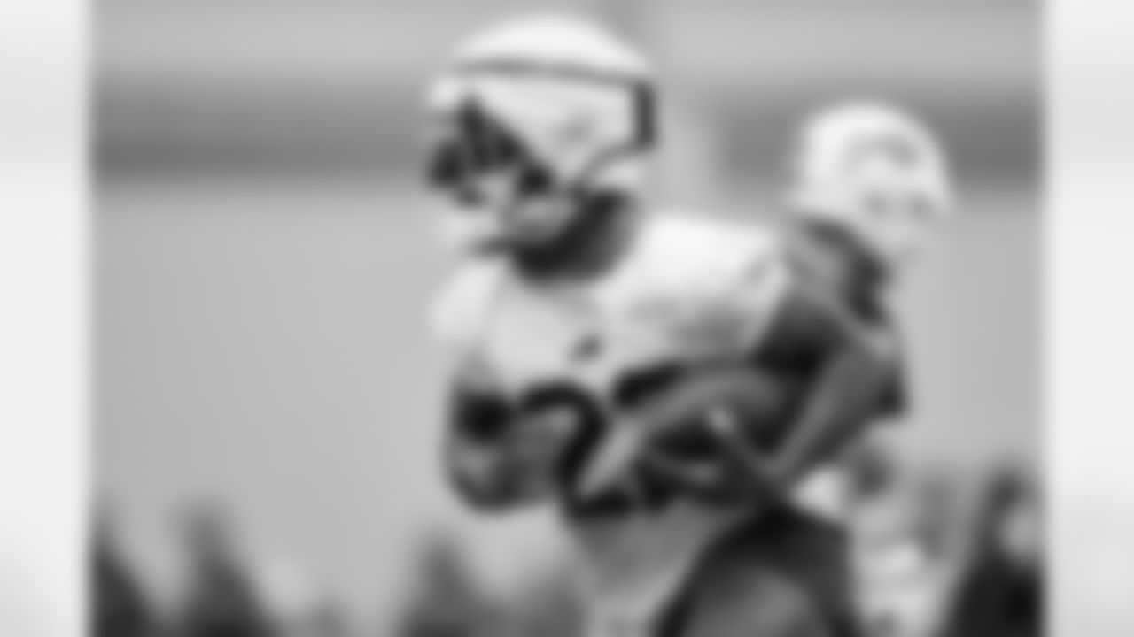 Damien Harris (22). Buffalo Bills Training Camp at St. John Fisher University, July 27, 2023.