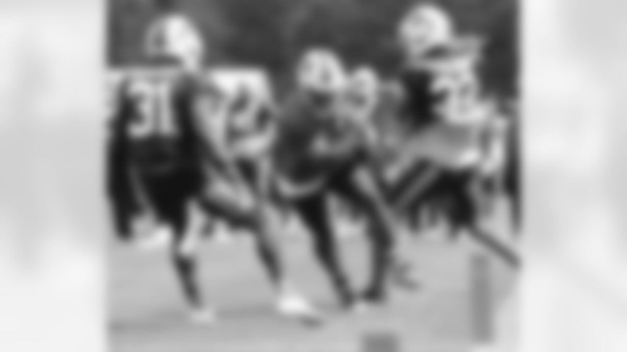 Zack Moss (20). Buffalo Bills Training Camp practice, August 30, 2020.
Photo by Bill Wippert