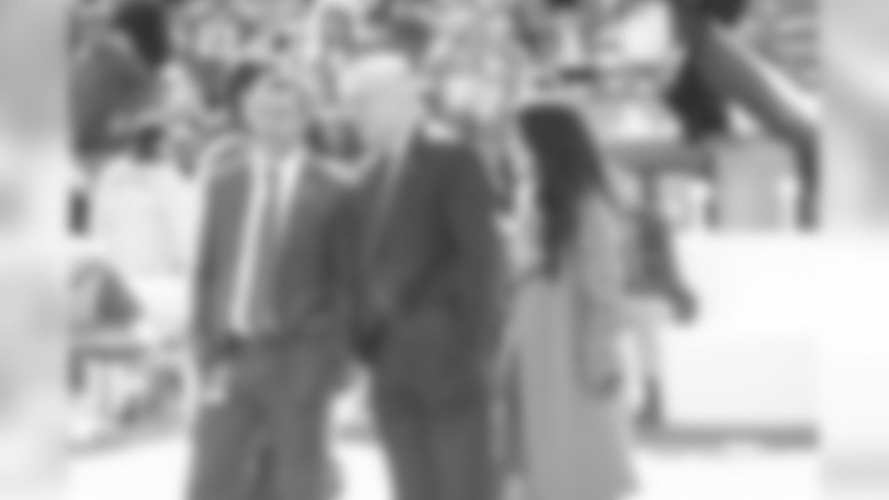 Bills owner and CEO Terry Pegula with Bills president Kim Pegula and Bills general manager Brandon Beane before the Buffalo Bills vs Chicago Bears at New Era Field on November 4, 2018. Photo by Craig Melvin