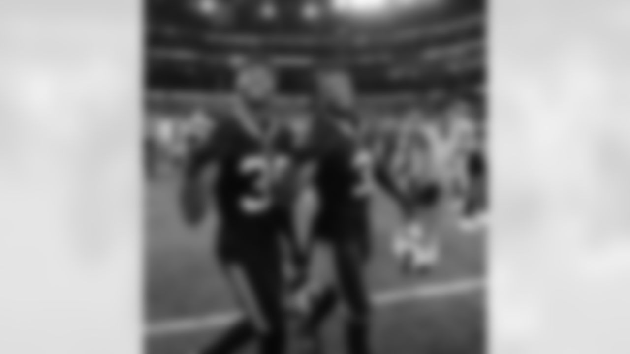 Dane Jackson (30), Damar Hamlin (3) celebrate postgame. Buffalo Bills vs Los Angeles Rams, Week 1, September 8, 2022 at SoFi Stadium.