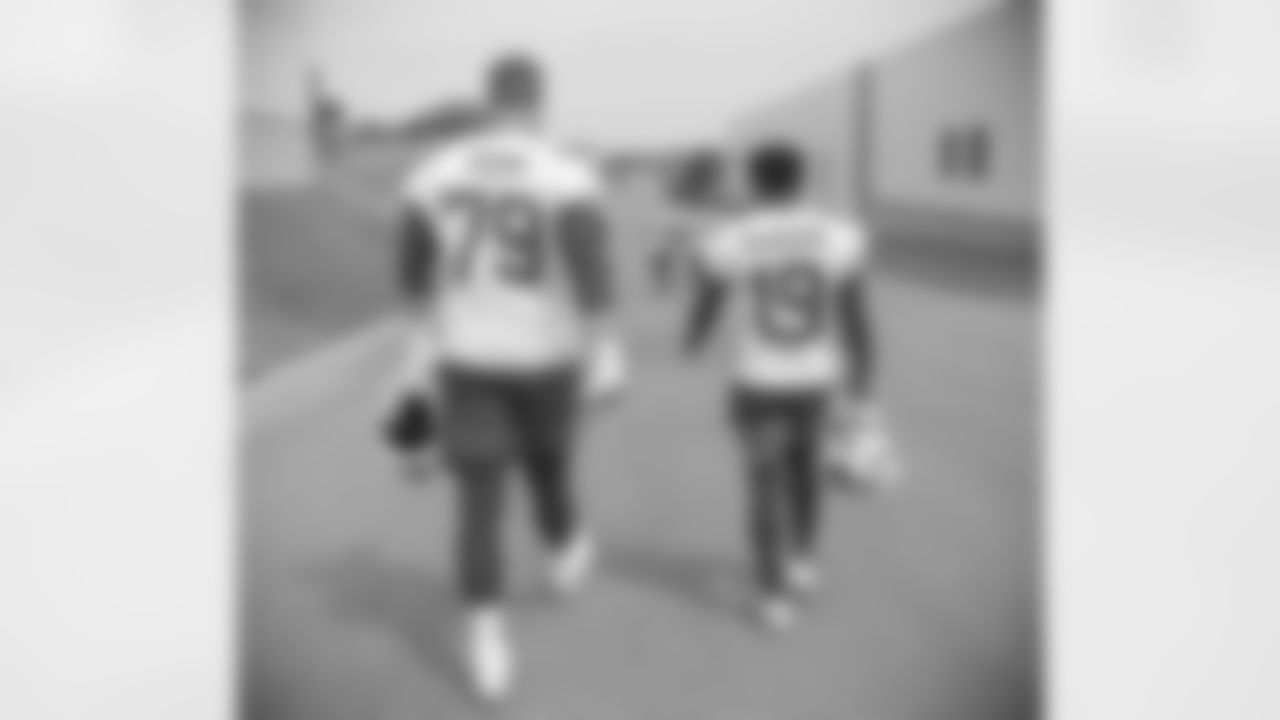 Spencer Brown (79), Isaiah McKenzie (19). Buffalo Bills Organized Team Activity. June 2, 2021. Photo by Bill Wippert