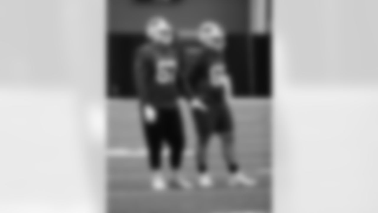 Evin Ksiezarczyk (67), Jacob Capra (66). Buffalo Bills Wild Card Week practice, January 12, 2022. Photo by Bill Wippert