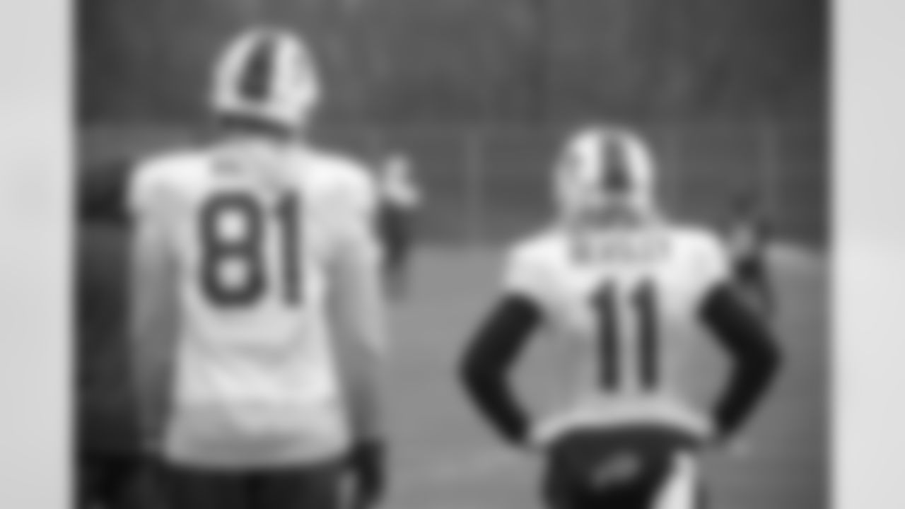 Tyler Kroft (81) and Cole Beasley (11). Buffalo Bills Week 16 practice, Wednesday December 23, 2020.
Photo by Bill Wippert