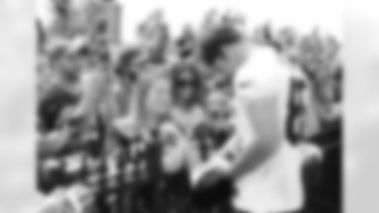 Dalton Kincaid (86) with fans as the Buffalo Bills open Training Camp at St. John Fisher University, July 26, 2023.