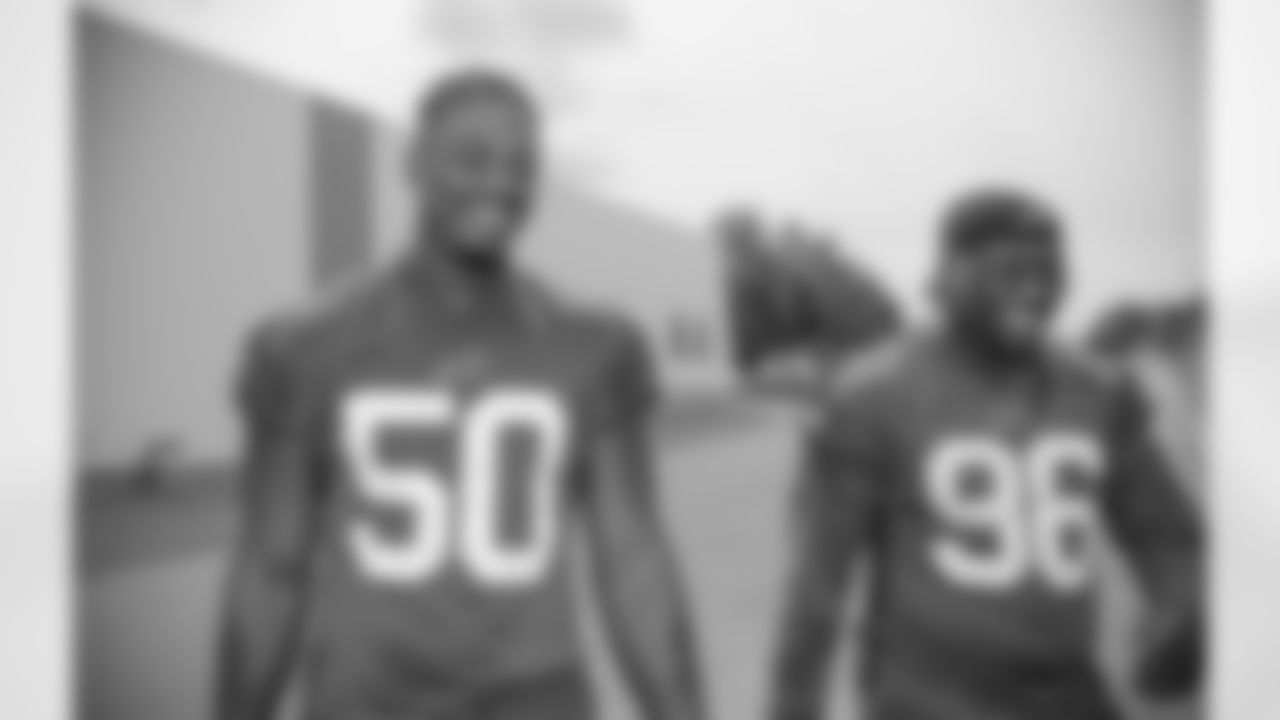 Greg Rousseau (50), Boogie Basham (96). Buffalo Bills Organized Team Activity. June 2, 2021. Photo by Bill Wippert