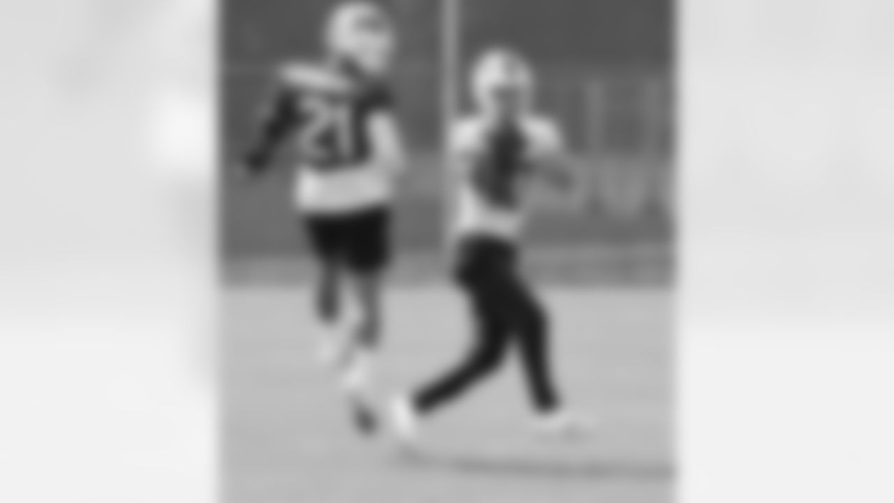 Khalil Shakir (10), Jordan Poyer (21). Buffalo Bills Training Camp, August 29, 2022 at One Bills Drive. Photo by Bill Wippert