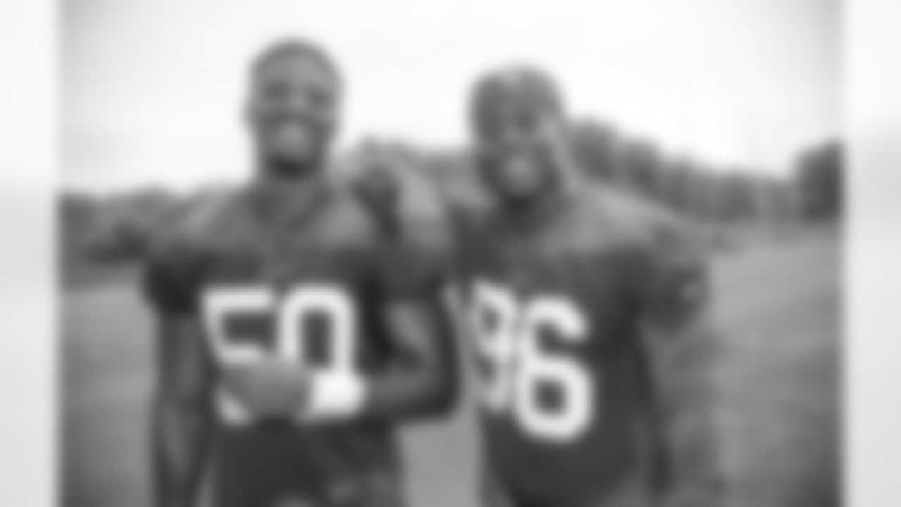 Greg Rousseau (50), Boogie Basham (96). Buffalo Bills Organized Team Activity. June 8, 2021. Photo by Bill Wippert