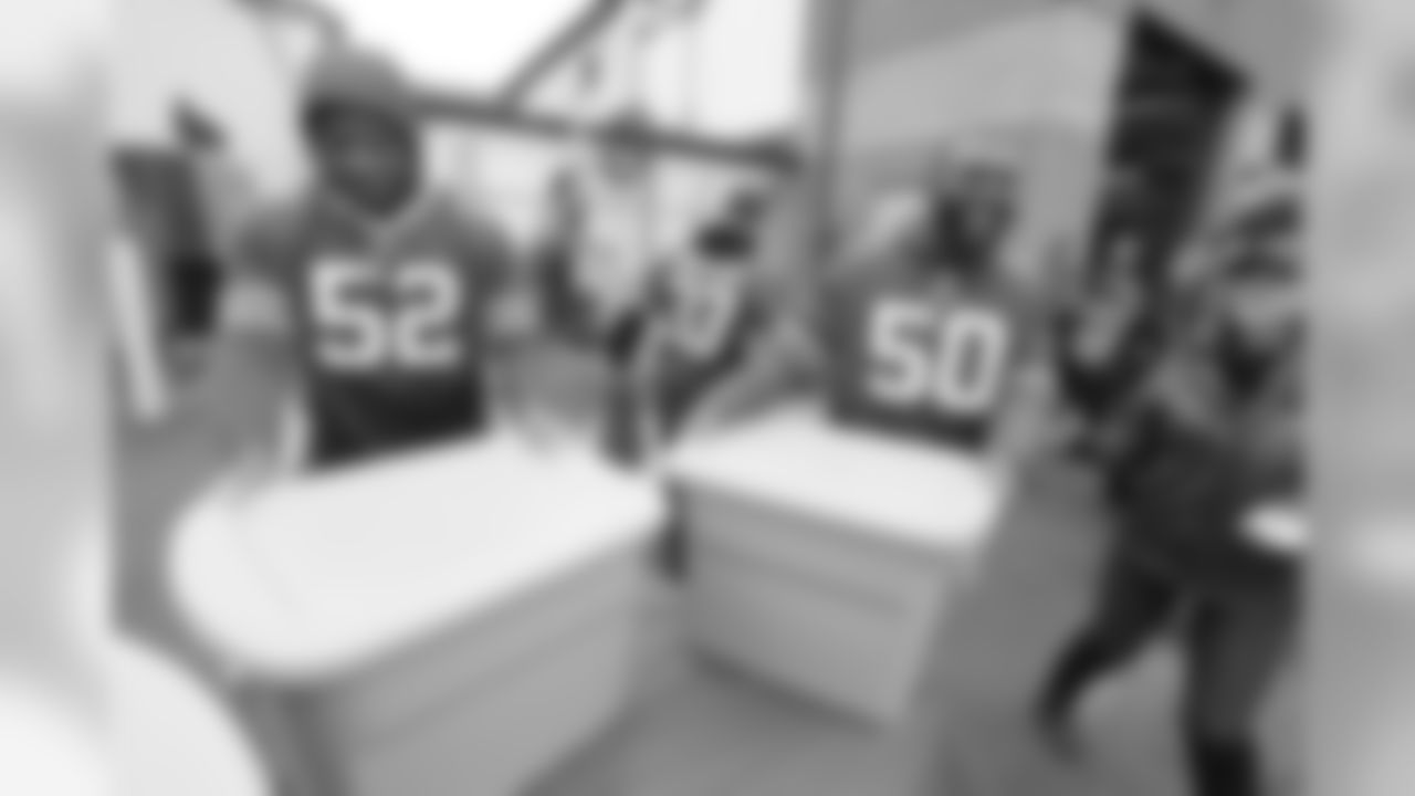Preston Brown (52) and Ramon Humber (50) at Bills Thanksgiving Blitz 2017
