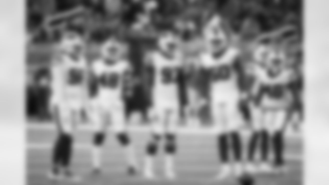 Boogie Basham (96), Tyrell Adams (48), Efe Obada (93), Greg Rousseau (50), and Jaquan Johnson (46) Buffalo Bills vs Detroit Lions, Preseason Week 1, August 13, 2021 at Ford Field.
Photo by Bill Wippert