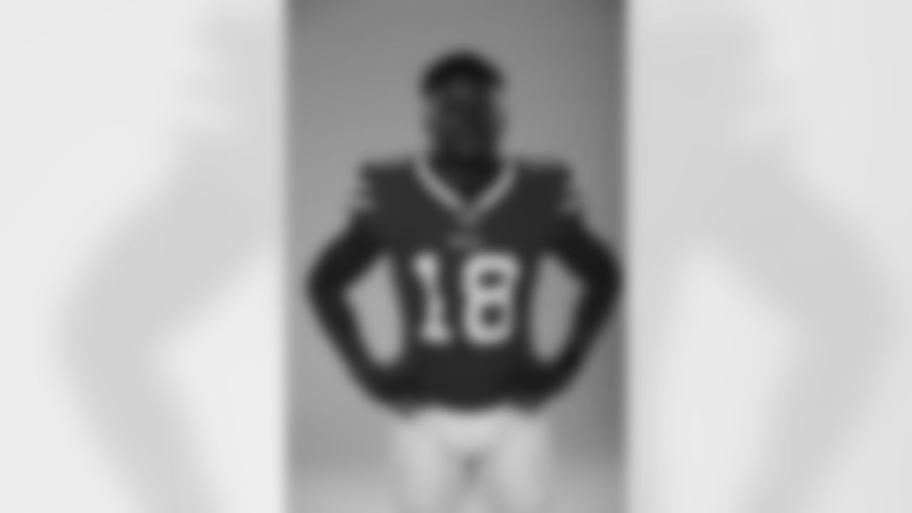 Brandon Powell (18) at Buffalo Bills 2021 Media Day. July 27, 2021.
Photo by Bill Wippert
