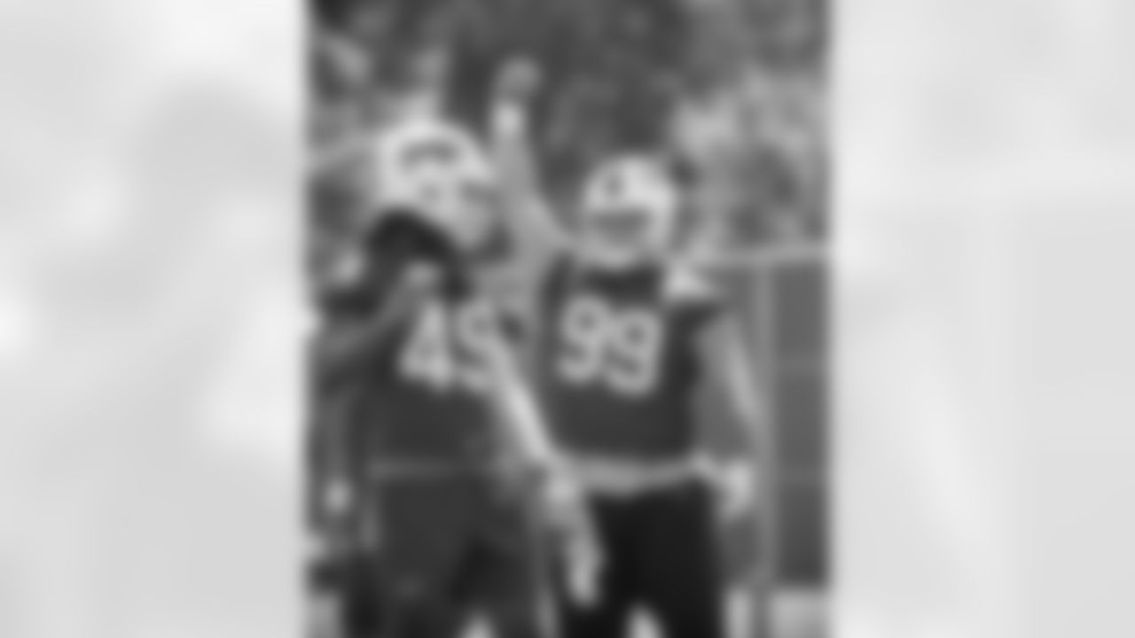 Tremaine Edmunds (49), Harrison Phillips (99). Buffalo Bills Organized Team Activity. June 10, 2021. Photo by Bill Wippert
